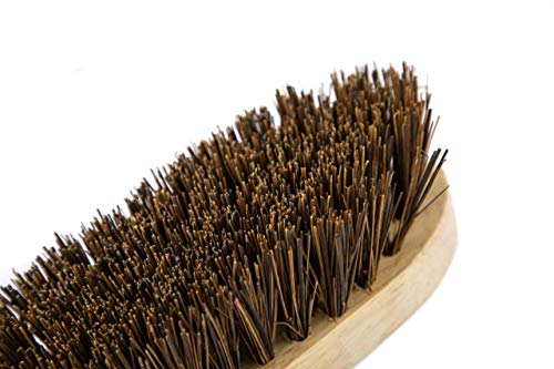 Cepillo de madera para fregar las manos de alta resistencia con madera y cerdas de bassine natural rígidas – Ideal para suelos de madera y azulejos, limpiador de botas y lechada