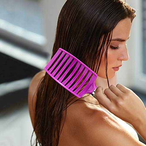 Cepillo de Pelo Desenredado Ventilado Cepillo de Pelo Curvo Cepillo de Peinado para Cabello Largo Rizado Grueso Mojado, Unisexo (Púrpura)