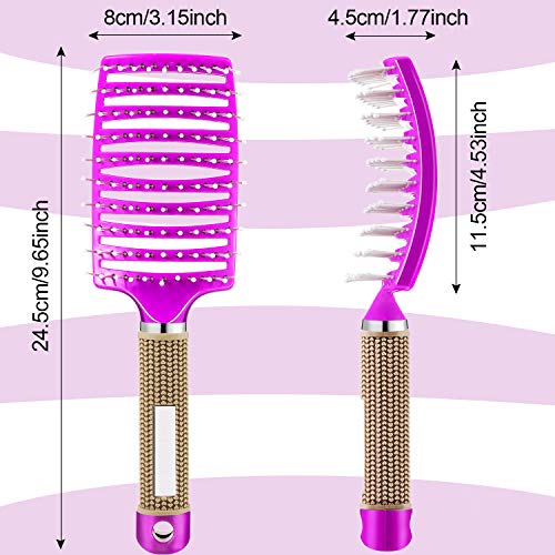 Cepillo de Pelo Desenredado Ventilado Cepillo de Pelo Curvo Cepillo de Peinado para Cabello Largo Rizado Grueso Mojado, Unisexo (Púrpura)