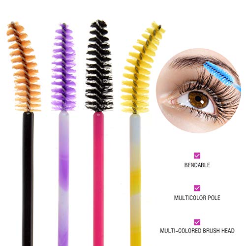 Cepillo de Pestañas Desechables Maquillaje Pinceles Multicolor 200 Pcs