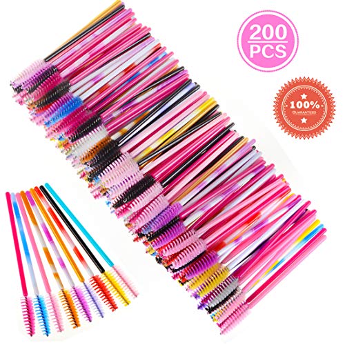 Cepillo de Pestañas Desechables Maquillaje Pinceles Multicolor 200 Pcs