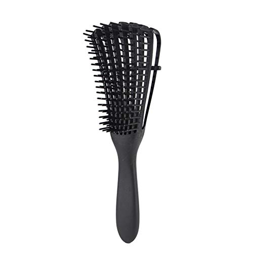 Cepillo Desenredante, Desenredante Para el cabello Peine de Pulpo de Plástico Integrado Para Afro América Texturizado 3a a 4c Pelo Rizado Ondulado Húmedo Seco Largo y Rizado (Negro)