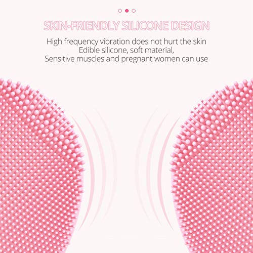 cepillo facial LGFSG  Cepillo de limpieza facial sónico eléctrico Impermeable Mini limpiador facial de silicona Masaje USB recargable, rosa