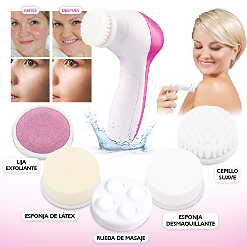Cepillo Limpiador Facial Electrico 5 en 1 | Exfoliante Facial con 5 Cabezales Removibles Para Amplio Espectro De Belleza