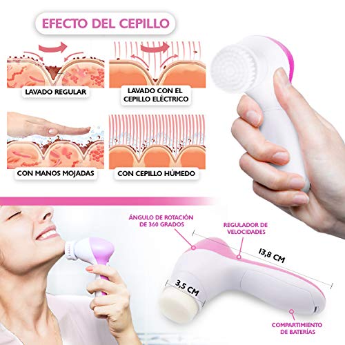 Cepillo Limpiador Facial Electrico 5 en 1 | Exfoliante Facial con 5 Cabezales Removibles Para Amplio Espectro De Belleza