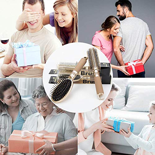 Cepillo Redondo Pelo, Cepillo de pelo redondo que aporta un brillo extra al cabello y evita el encrespamiento ,Scalps Friendly (Peine de masaje)