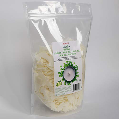 Cera de soja premium de Materialix - distintos tamaños - cera de soja natural ecológica para fabricar velas (1kg)
