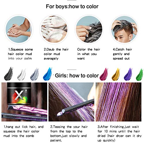 Cera negra del color del pelo, modelado temporal de una sola vez Cera natural del teñido de pelo del color, crema temporal del peinado, cera que modela para la fiesta, Cosplay, partido (negro)