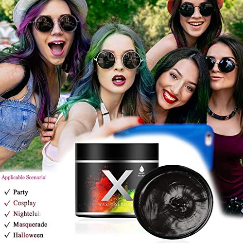 Cera negra del color del pelo, modelado temporal de una sola vez Cera natural del teñido de pelo del color, crema temporal del peinado, cera que modela para la fiesta, Cosplay, partido (negro)