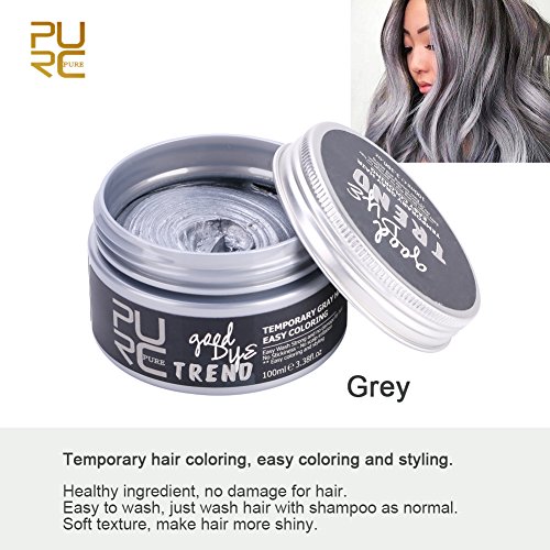 Cera para el Cabello del Peinado temporal Color del cabello Crema Para Colorante Pelo, Hidratante Saludable(gris)