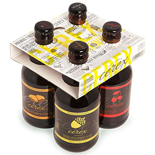 CEREX - Pack Degustación de 4 Cervezas Artesanas - Cerveza de Castaña, Cereza, Ibérica de Bellota y Pilsen - Mejor Cerveza Artesanal de España Premios" World Beer Awards 2017"