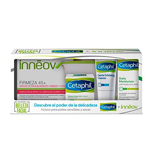 Cetaphil Crema Noche, 48ml+ Crema Día Ligera, 88ml+ Exfoliante, 178ml+ Inneov Firmeza 45, 120Cápsulas+REGALO Neceser