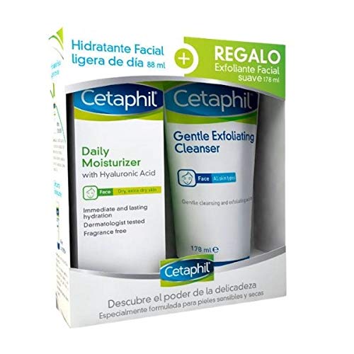 Cetaphil Daily Moisturizer With Hyaluronic Acid Crema Hidratante Facial, 88ml+REGALO Exfoliante Facial Suave, 178ml