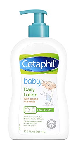 Cetaphil diario bebé Loción con aceite de caléndula orgánica, aceite de almendras y aceite de girasol, 13,5 oz
