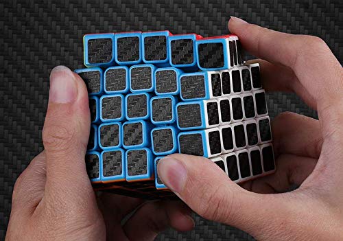 cfmour Speed Cube 5x5x5,Smooth Magic Carbon Fiber Sticker Rube Speed Cubes,Enhanced Version,Black