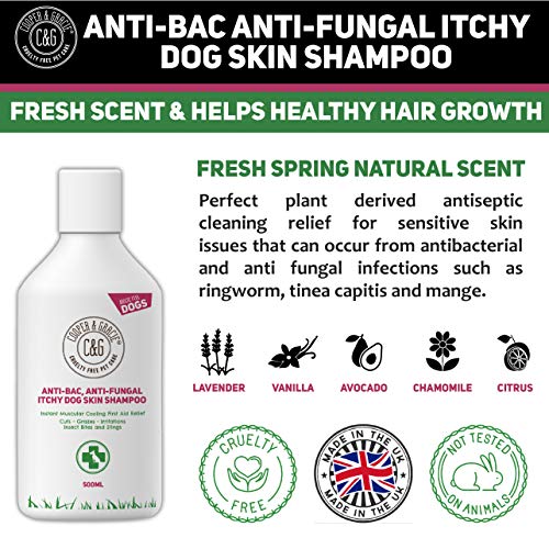 C&G Mascotas | Champú antipicazón antihongos para la piel del perro | Lavado terapéutico natural de rápida absorción | Enfriamiento muscular instantáneo alivio de primeros auxilios para