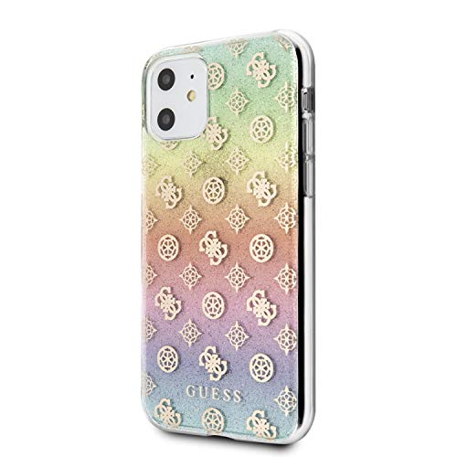 CG MOBILE Guess PC/TPU Funda para iPhone 11 con 4G Peony Iridescent Hard Case Multicolor Shock Absorption Drop Protection Case Producto Oficial