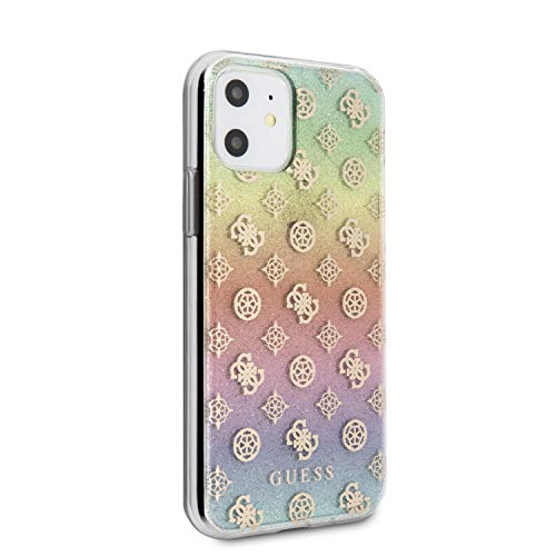 CG MOBILE Guess PC/TPU Funda para iPhone 11 con 4G Peony Iridescent Hard Case Multicolor Shock Absorption Drop Protection Case Producto Oficial