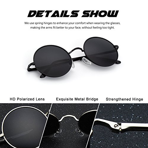 CGID E01 Estilo Vintage Retro Lennon inspirado círculo metálico redondo gafas de sol polarizadas para hombres y mujeres