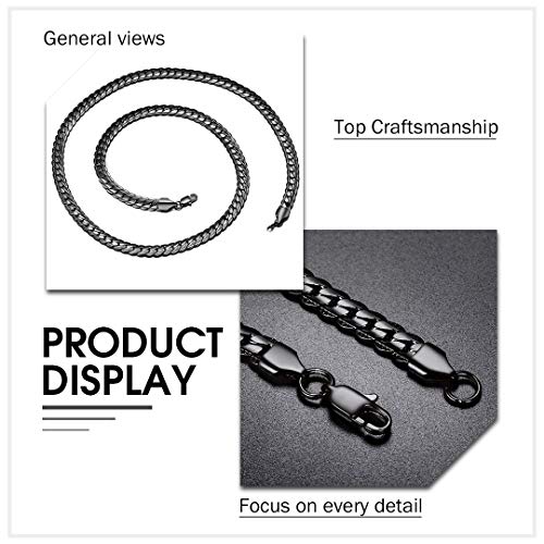 ChainsHouse Collar Serpiente Grueso 6mm Cadenas Negras de Serpiente 50cm