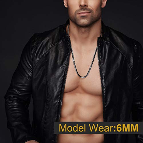 ChainsHouse Collar Serpiente Grueso 6mm Cadenas Negras de Serpiente 50cm