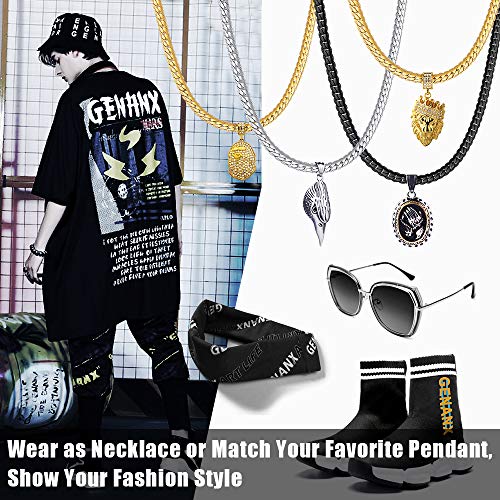 ChainsHouse Collar Serpiente Grueso 6mm Cadenas Negras de Serpiente 50cm