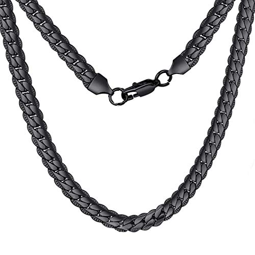 ChainsHouse Collar Serpiente Grueso 6mm Cadenas Negras de Serpiente 50cm