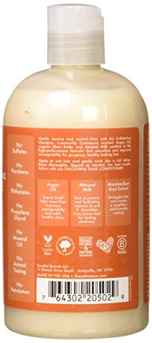 Champú de aceite de argán y leche de almendra suave y domesticada por Shea Moisture para unisex. Champú de 13 onzas