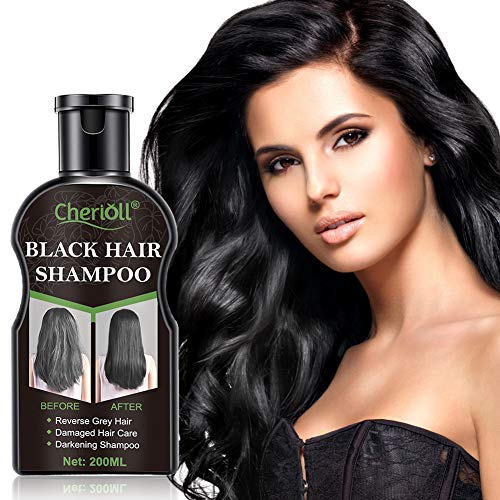 Champú Para el Cabello Negro, Champú Anticaida, Anti Pérdida De Cabello, Oscurecimiento Natural Cabello Negro Ginger Coloring