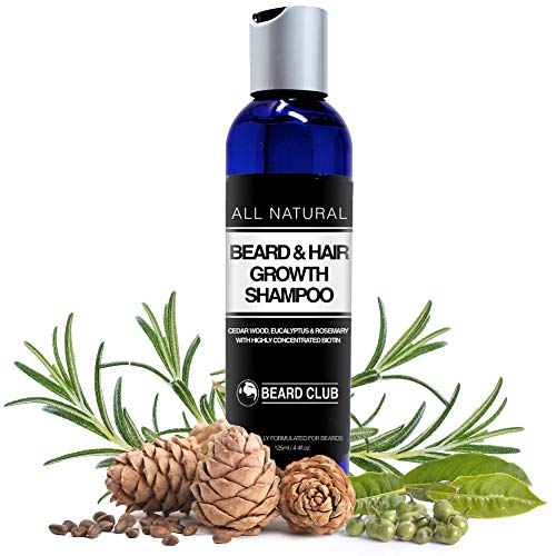 Champú para el Crecimiento dela Barba y del Pelo | Con Una Alta Concentración de Biotina | Olor a Madera de Cedro, Eucalipto y Romero