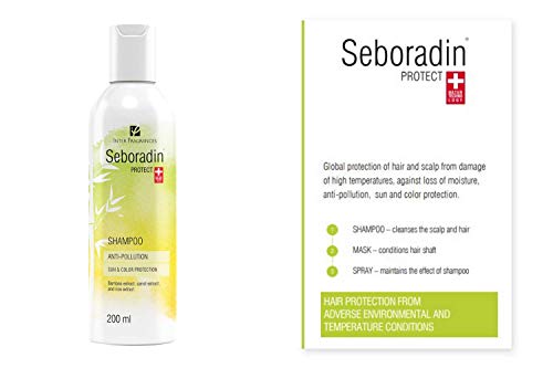 Champú Seboradin Protect Anti Pollutions, desintoxicación capilar, protección solar y del color con extractos de bambú, zanahoria y arroz, 200 ml