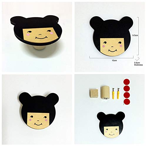 changshuo Gancho 3 Piezas Nordic Sleepy Eyes Unicorn/Panda/Girl Wall Hoo Wall Sticker Adorno Madera Niños Decoración De La Habitación