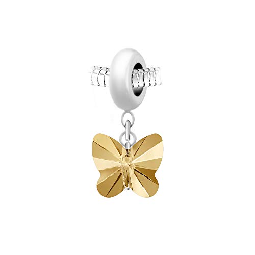 Charm perla So Charm en acero con colgante mariposa Made with crystal from Swarovski