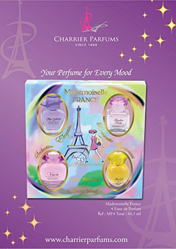 Charrier Parfums Mademoiselle France - Estuche de 4 Eau de Parfum en miniatura total 44,1 ml