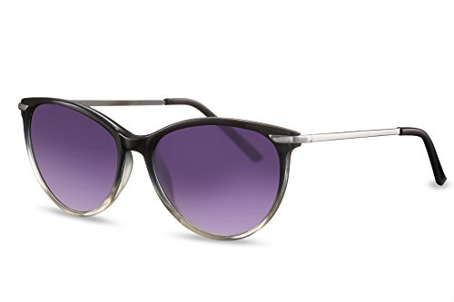 Cheapass Gafas de sol Ojo de Gato Grises Ahumadas Gafas UV-400 Oversized Grandes XXL Metálicas Mujeres Hombres