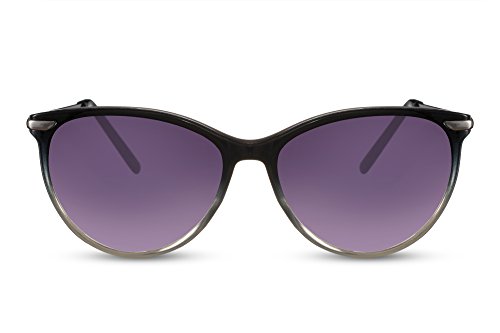 Cheapass Gafas de sol Ojo de Gato Grises Ahumadas Gafas UV-400 Oversized Grandes XXL Metálicas Mujeres Hombres