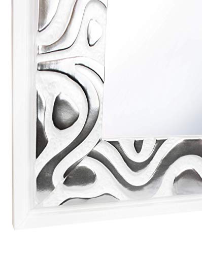 Chely Intermarket, Espejo de Pared Cuerpo Entero 35X140 cm(51,50x157cm) Mod-147 (Plateado-Blanco) Ideal para peluquerías, salón, recibidor, Comedor y oficinas. Fabricado en España. Material Madera.