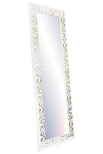 Chely Intermarket, Espejo de Pared Cuerpo Entero 35X140 cm(51,50x157cm) Mod-147 (Plateado-Blanco) Ideal para peluquerías, salón, recibidor, Comedor y oficinas. Fabricado en España. Material Madera.