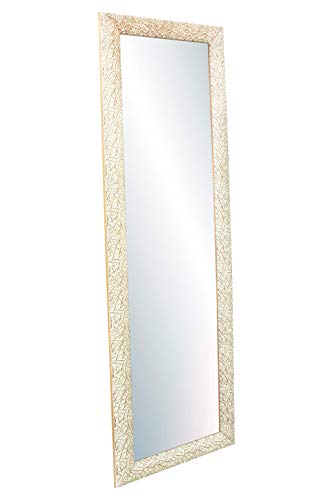 Chely Intermarket, Espejo de Pared Cuerpo Entero 35x140cm(47,50x152cm)/Beige y marrón/Mod-131,Aptos para peluquerías, salón, recibidor, Dormitorio y oficinas. Made in Spain-Material Madera.