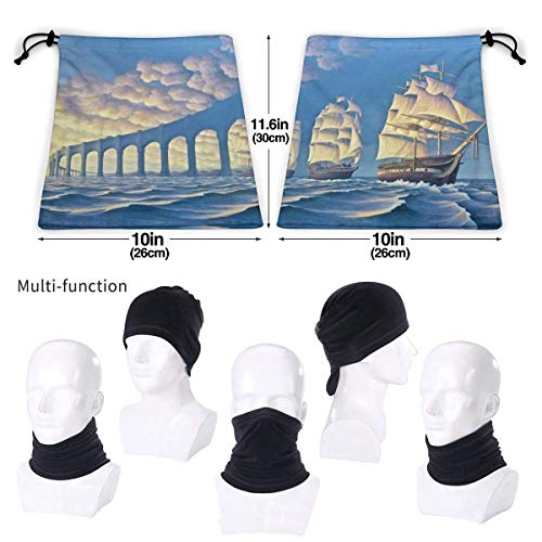 chenguang4422 Nubes Velero Puente Ilusión óptica Unisex Microfibra Calentador de cuello Sombreros Pañuelo facial Máscara para invierno Máscara de clima frío Bandana Balaclava