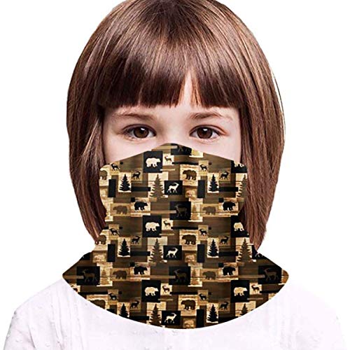 chenguang4422 Pañuelo para el cuello Pañuelo rústico de madera de bosque Oso Pasamontañas de alce Variedad Toalla de cara Bufanda Cubierta de babero de seda de hielo a prueba de viento con filtro