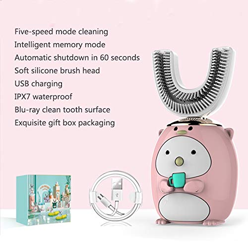 CHENPIN Niños De Dibujos Animados T-Sonic Cepillo De Dientes Eléctrico For Niños De 5 Modos De Cepillo De Dientes USB De Carga Automática Escalador 360 (Color : Gray 2 6 Years Old)