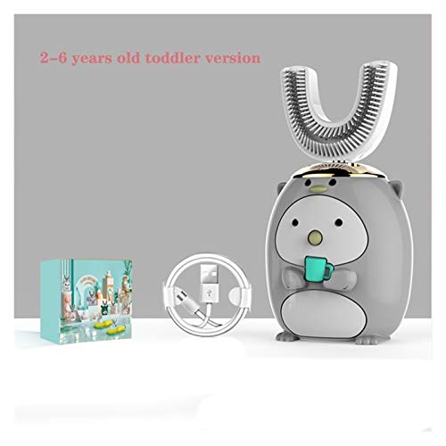 CHENPIN Niños De Dibujos Animados T-Sonic Cepillo De Dientes Eléctrico For Niños De 5 Modos De Cepillo De Dientes USB De Carga Automática Escalador 360 (Color : Gray 2 6 Years Old)