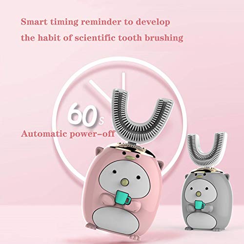 CHENPIN Niños De Dibujos Animados T-Sonic Cepillo De Dientes Eléctrico For Niños De 5 Modos De Cepillo De Dientes USB De Carga Automática Escalador 360 (Color : Gray 2 6 Years Old)