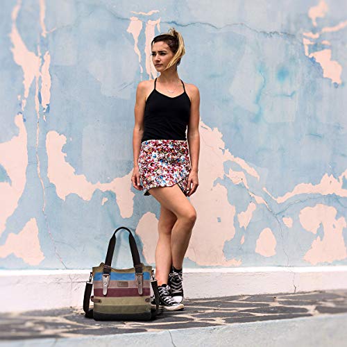 CHEREEKI Bolsos de Mujer, Bolso para Mujer Grande a Rayas de Lona Bolsos para Viajes Escolares de Negocios (Multicolor-1)