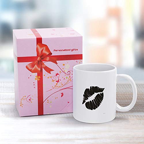 Cheyan - Taza de cerámica para café, diseño de labios con silueta de labios y labios