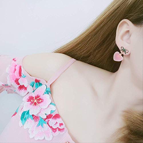 Chica coreana simple Pendientes rosados ​​del corazón lindo Princesa Arco Pendientes de gota Venta al por mayor para las mujeres Accesorios de joyería de moda   4