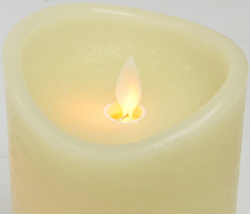 chiccie LED Vela de cera real – Varios Tamaños – Beige marfil crema mármol – sin llama con temporizador – titilante técnica temporizador Funciona con pilas, (HxØ) ca. 10cm x 10cm