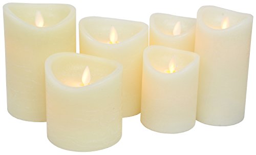 chiccie LED Vela de cera real – Varios Tamaños – Beige marfil crema mármol – sin llama con temporizador – titilante técnica temporizador Funciona con pilas, (HxØ) ca. 10cm x 10cm