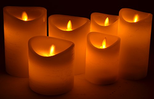 chiccie LED Vela de cera real – Varios Tamaños – Beige marfil crema mármol – sin llama con temporizador – titilante técnica temporizador Funciona con pilas, (HxØ) ca. 10cm x 10cm